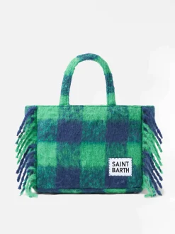 Borsa a mano Colette con stampa tartan verde