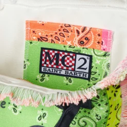Borsa a mano Colette in canvas di cotone con stampa bandana fluo