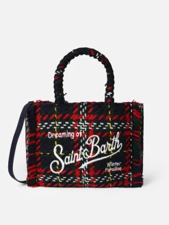 Borsa a mano Colette in lana con maxi motivo tartan