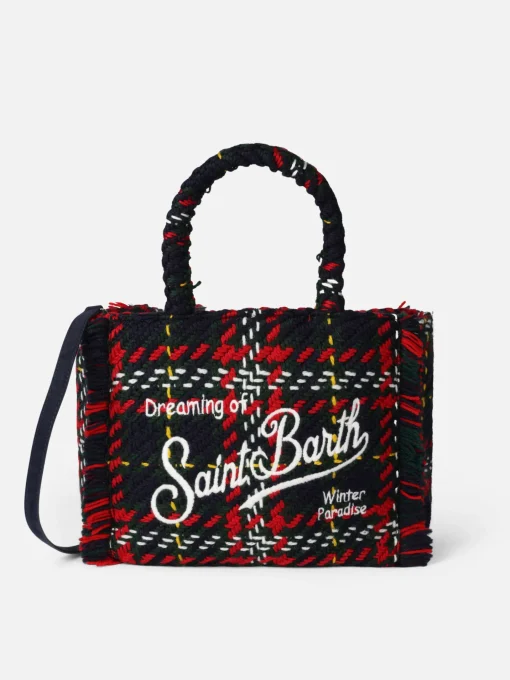 Borsa a mano Colette in lana con maxi motivo tartan