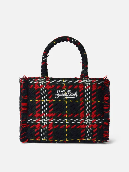 Borsa a mano Colette in lana con maxi motivo tartan