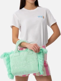 Borsa a mano Colette Terry verde salvia in rilievo