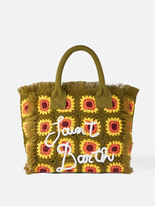 Borsa a spalla all'uncinetto con fiore