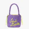 Borsa a spalla all'uncinetto in corda viola