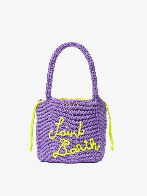 Borsa a spalla all'uncinetto in corda viola