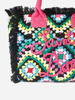 Borsa a spalla all'uncinetto con fantasia multicolore