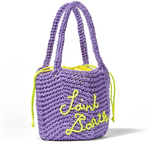 Borsa a spalla all'uncinetto in corda viola