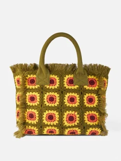 Borsa a spalla all'uncinetto con fiore