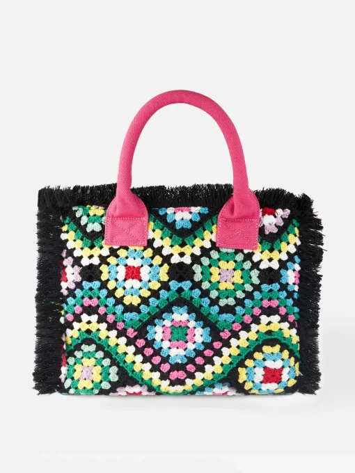 Borsa a spalla all'uncinetto con fantasia multicolore