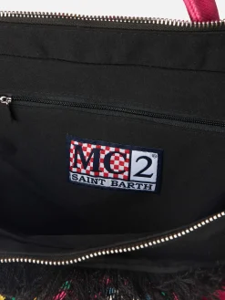 Borsa a spalla all'uncinetto con fantasia multicolore