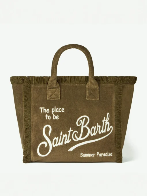 Borsa a spalla Vanity in spugna verde militare