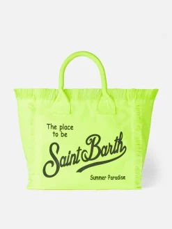 Borsa a spalla Vanity in canvas giallo fluo