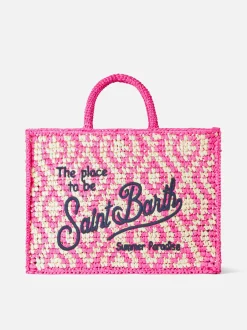 Borsa a spalla Vanity in rafia con ricamo Saint Barth