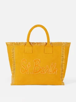 Borsa a spalla Vanity in tela color ocra