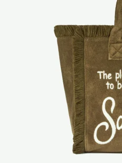 Borsa a spalla Vanity in spugna verde militare