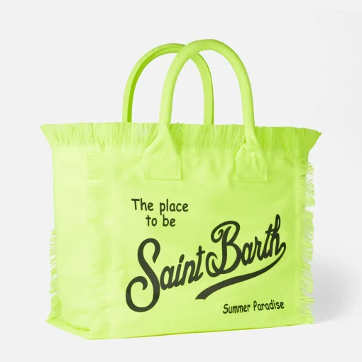 Borsa a spalla Vanity in canvas giallo fluo