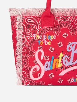Borsa a spalla Vanity in canvas con stampa bandana rossa