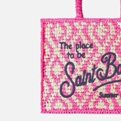 Borsa a spalla Vanity in rafia con ricamo Saint Barth