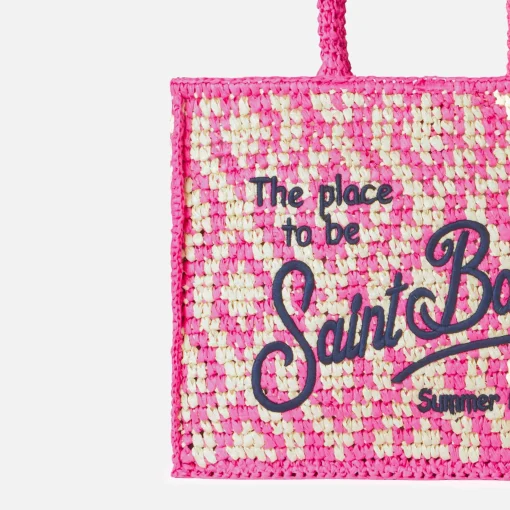 Borsa a spalla Vanity in rafia con ricamo Saint Barth