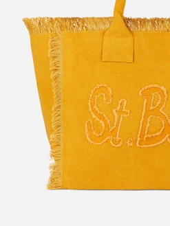 Borsa a spalla Vanity in tela color ocra