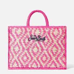 Borsa a spalla Vanity in rafia con ricamo Saint Barth