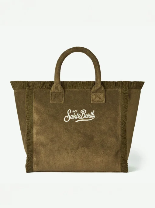 Borsa a spalla Vanity in spugna verde militare