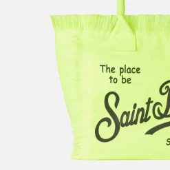 Borsa a spalla Vanity in canvas giallo fluo