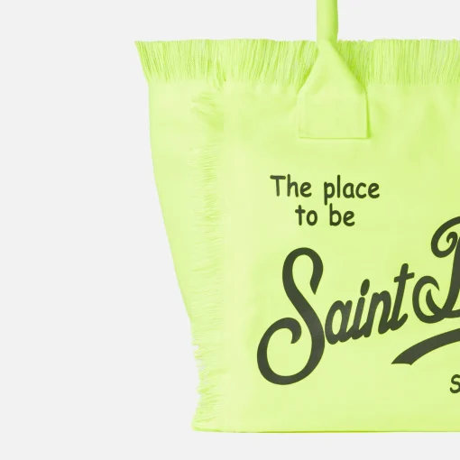 Borsa a spalla Vanity in canvas giallo fluo