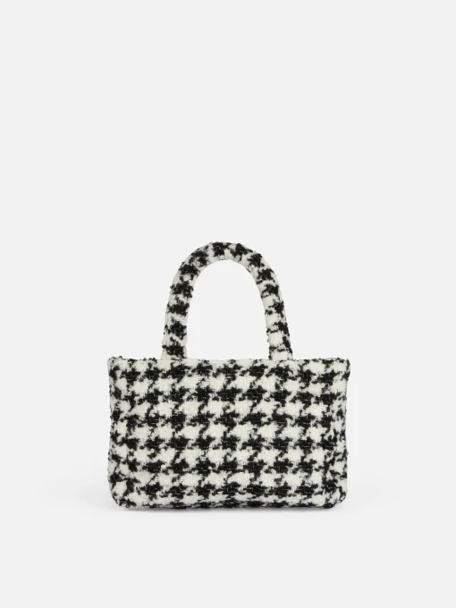 Borsa Clarine in morbida lana con motivo pied de poule in lurex