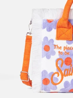 Borsa Colette in spugna con stampa margherite viola e arancio