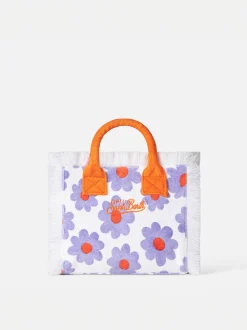 Borsa Colette in spugna con stampa margherite viola e arancio