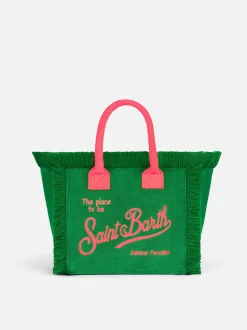 Borsa Colette in spugna verde con logo Saint Barth