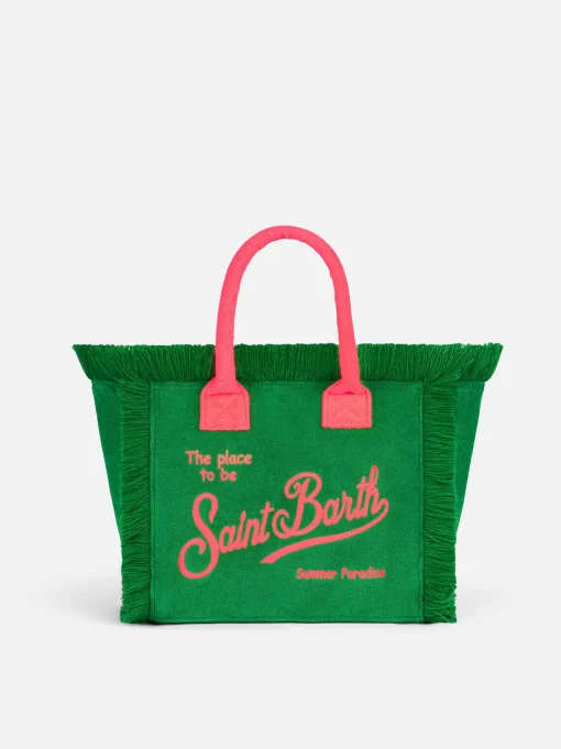 Borsa Colette in spugna verde con logo Saint Barth