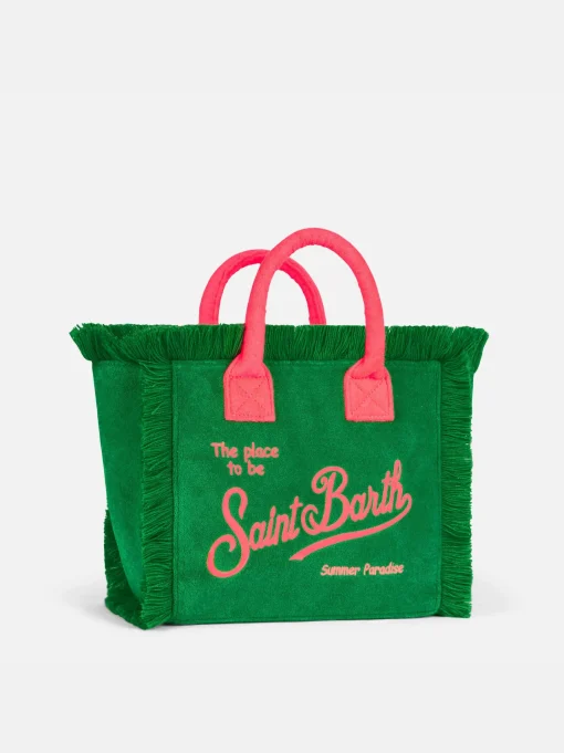 Borsa Colette in spugna verde con logo Saint Barth