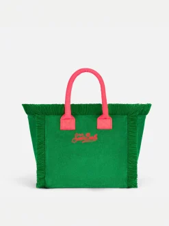 Borsa Colette in spugna verde con logo Saint Barth