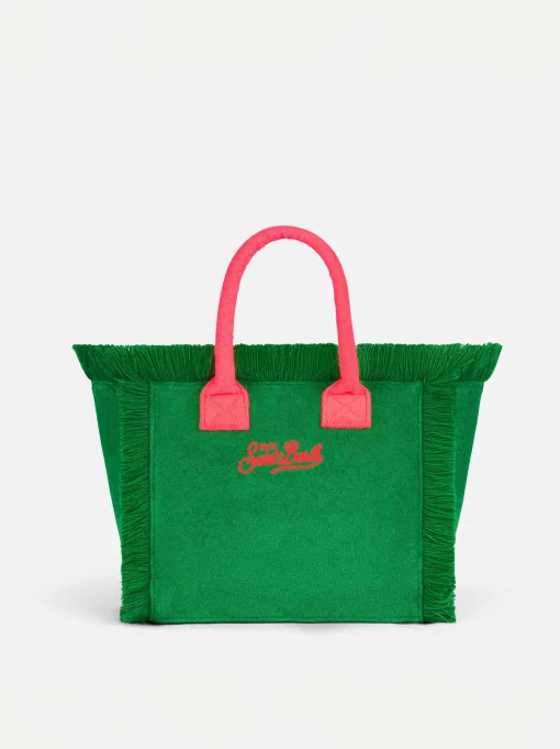 Borsa Colette in spugna verde con logo Saint Barth