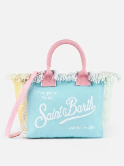 Borsa Colette in tela di cotone con patch multicolore