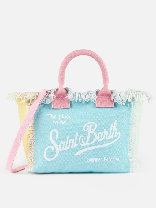 Borsa Colette in tela di cotone con patch multicolore