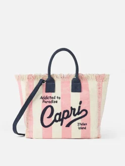 Borsa Colette in tela di cotone rigata Capri