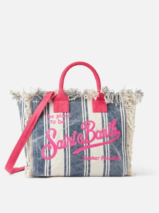 Borsa Colette in tela di cotone con stampa a righe
