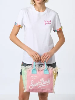 Borsa Colette in tela di cotone con patch multicolore