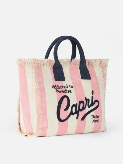 Borsa Colette in tela di cotone rigata Capri