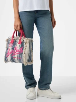 Borsa Colette in tela di cotone con stampa a righe