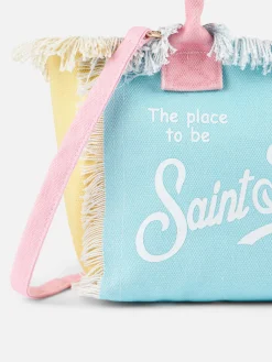 Borsa Colette in tela di cotone con patch multicolore