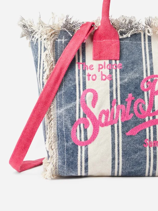 Borsa Colette in tela di cotone con stampa a righe