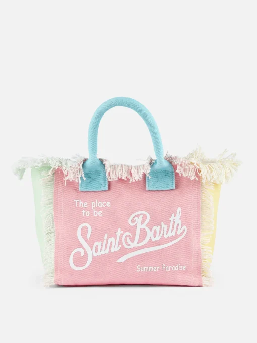 Borsa Colette in tela di cotone con patch multicolore