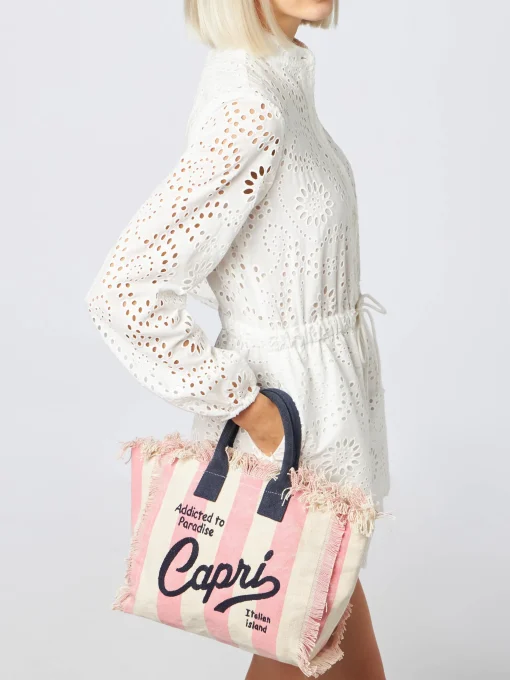 Borsa Colette in tela di cotone rigata Capri