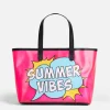 Borsa mare rosa in pvc trasparente con stampa Summer Vibes
