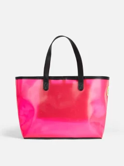 Borsa mare rosa in pvc trasparente con stampa Summer Vibes