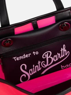 Borsa mare rosa in pvc trasparente con stampa Summer Vibes
